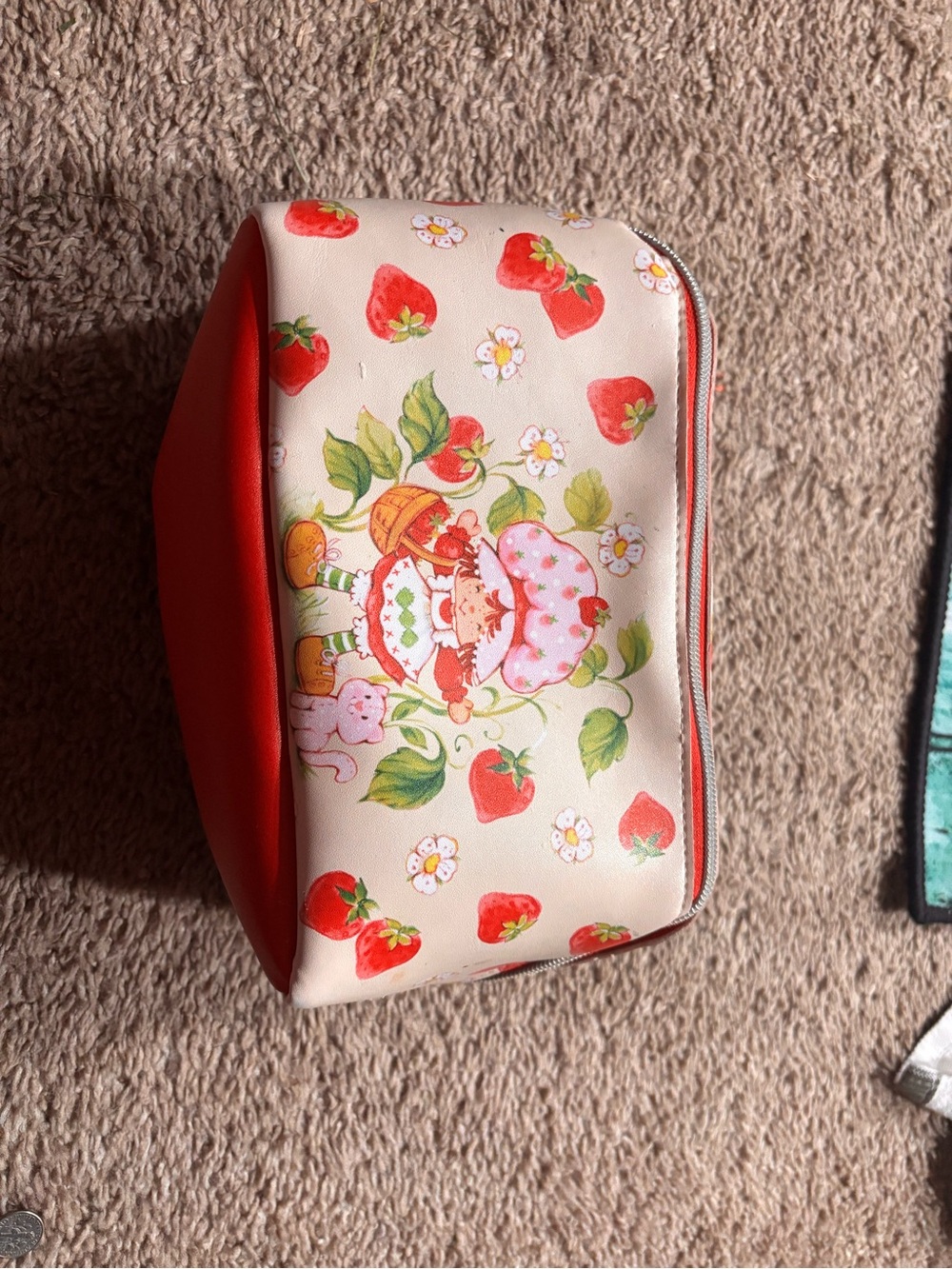 Strawberry Print Cosmetic Pouch - Red & Cream